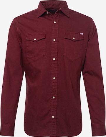 JACK & JONES Button Up Shirt 'Sheridan' in Red: front