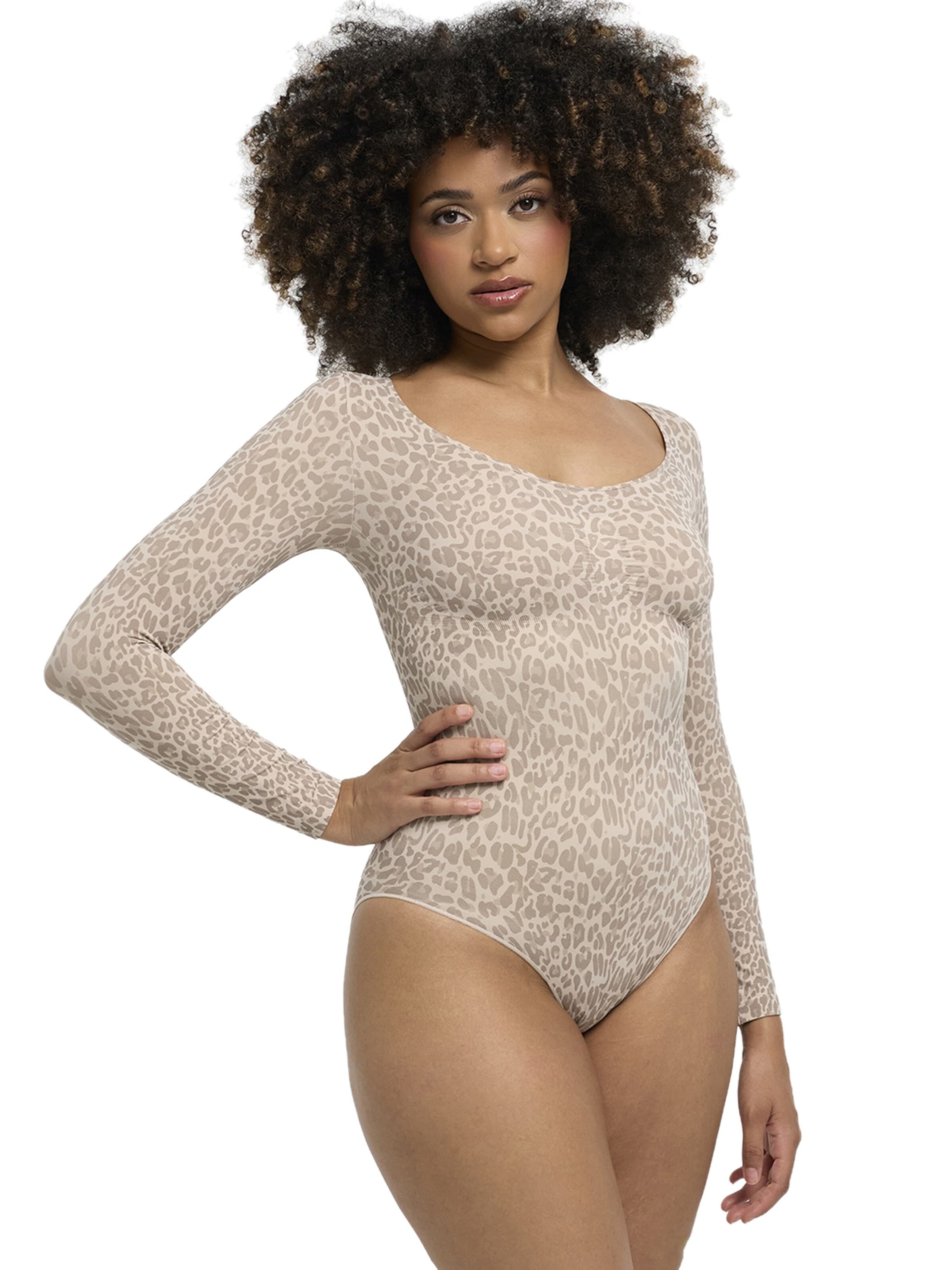 cfab - Body moldeador 'Bodysuit Sculpting Shapewear Longsleeve mit String' en beige