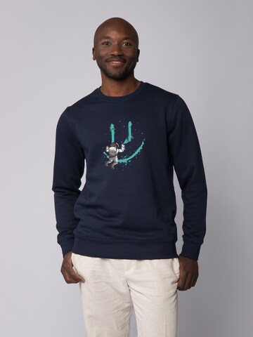 Watapparel Sweatshirt ' Graffiti Astronaut ' in Blau: Vorderseite