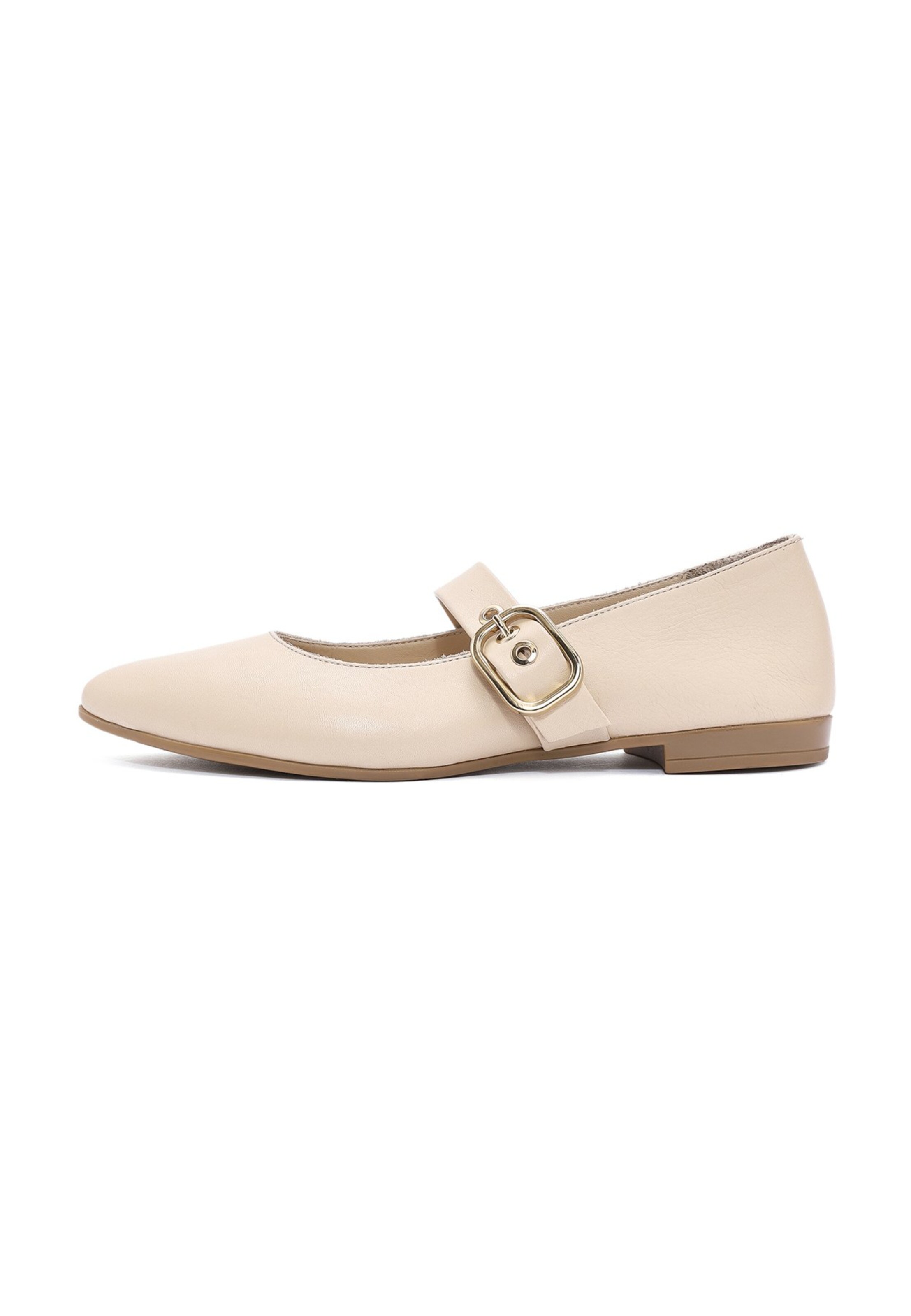 Derimod Ballet Flats with Strap in Beige: front