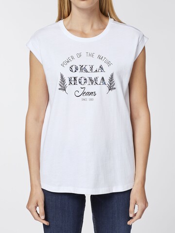 Oklahoma Jeans T-Shirt ' mit Statement-Print aus Jersey ' in Weiß