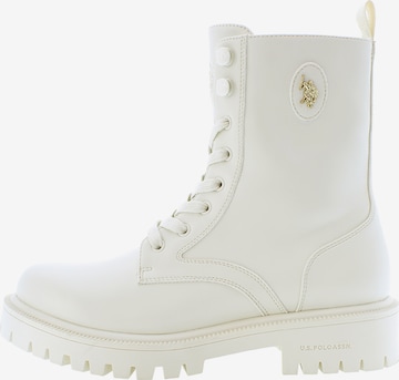 U.S. POLO ASSN. Lace-Up Ankle Boots in White: front