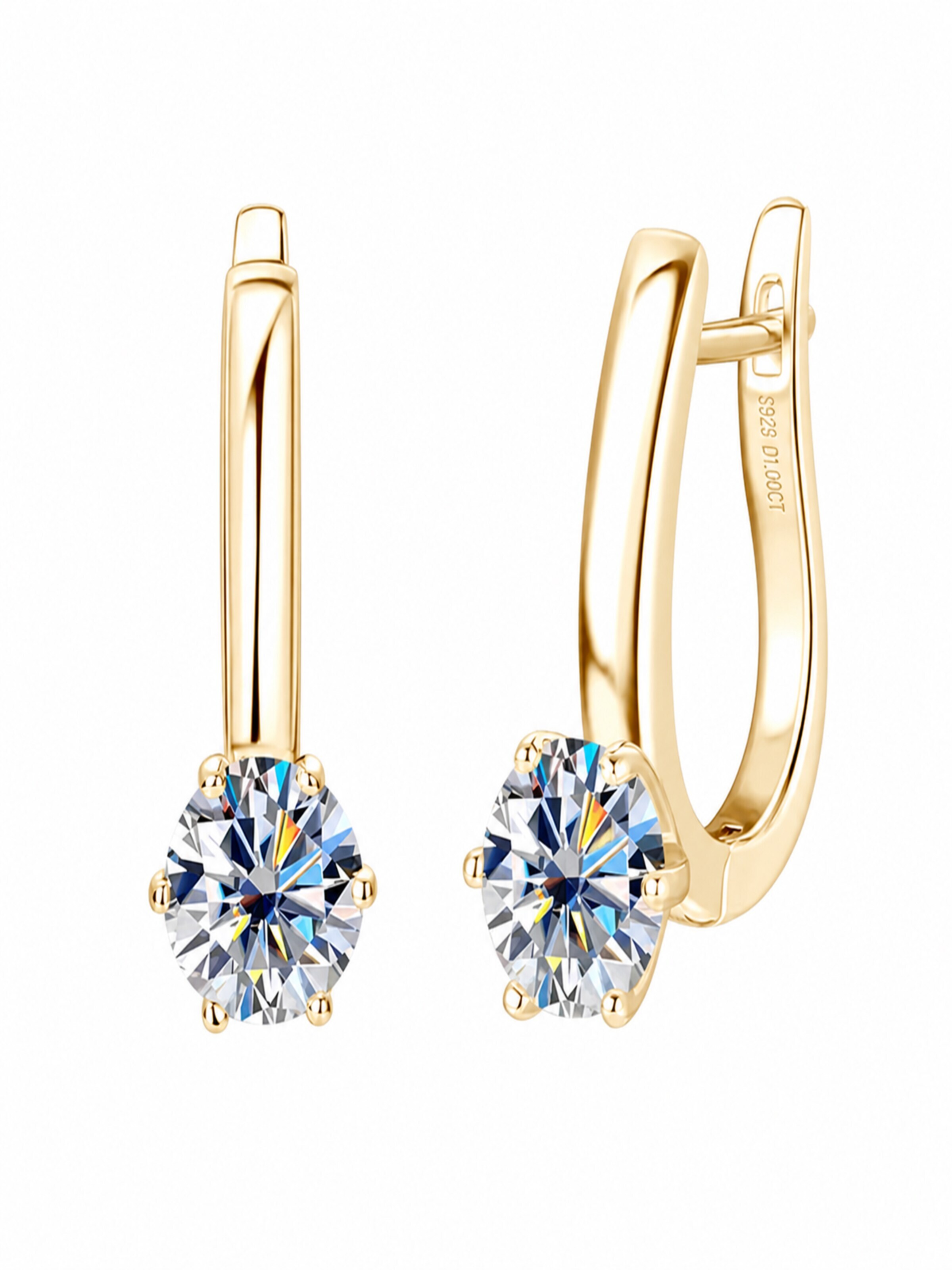 ROUGEMONT Jewellery Earrings 'Moissanit Damen Creolen Ohrringe 925 Sterling Silber' in Gold: front