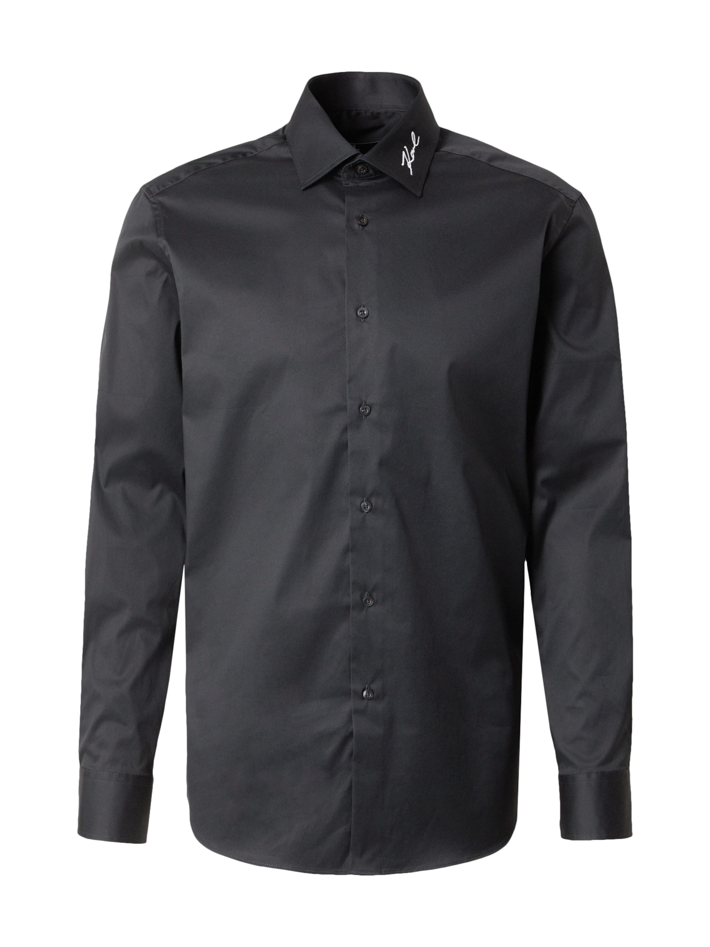 Karl LagerfeldRegular Fit Košulja - crna boja: prednji dio