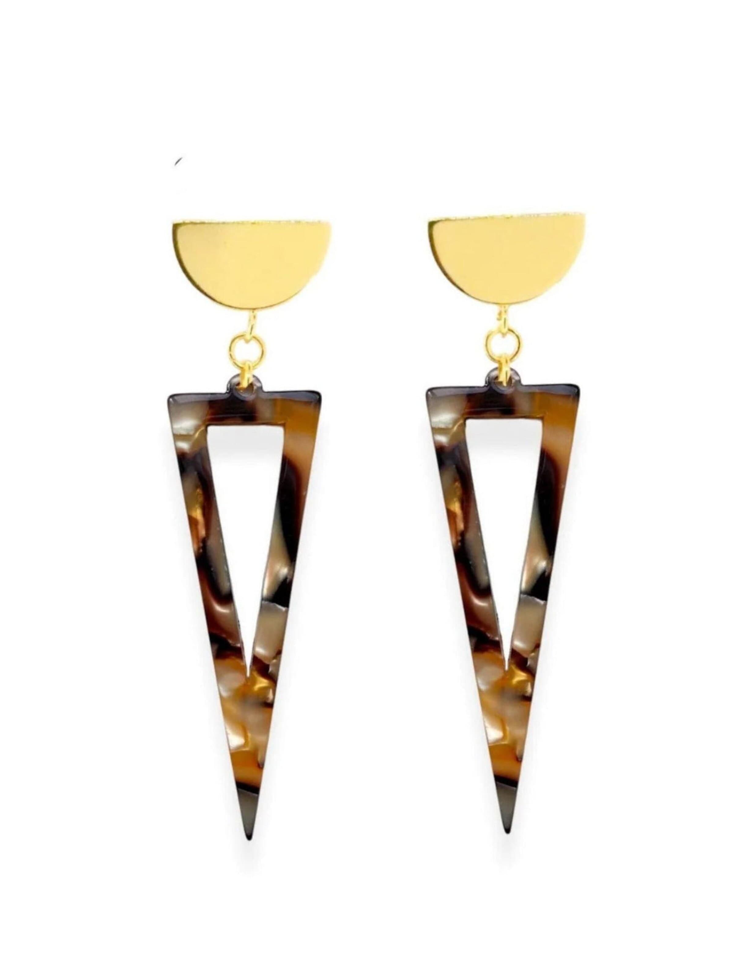 Fräulein Wunder Earrings 'Acetat Agnes' in Brown: front