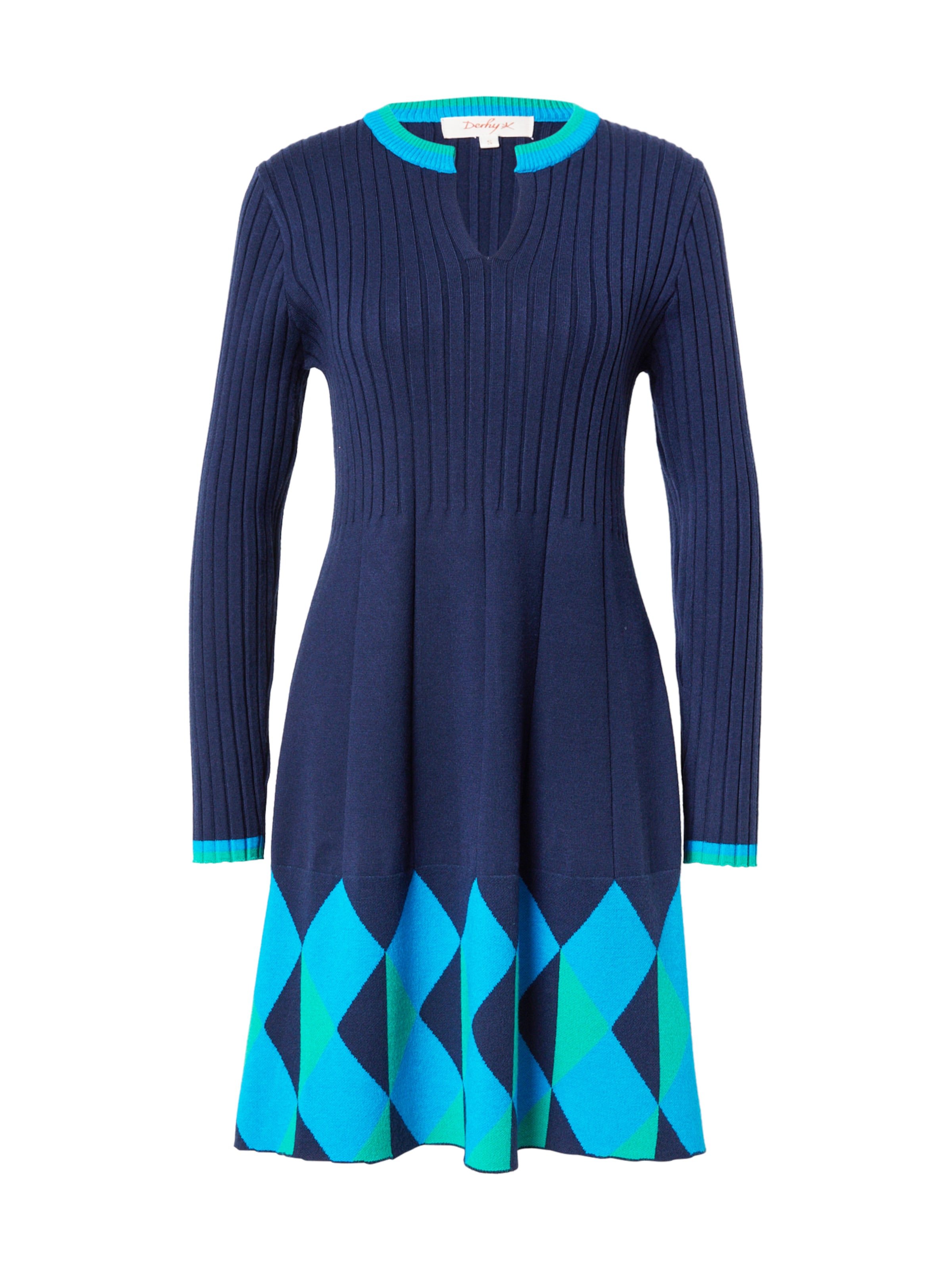 Derhy Gebreide jurk 'Camelia' in Blauw: voorkant