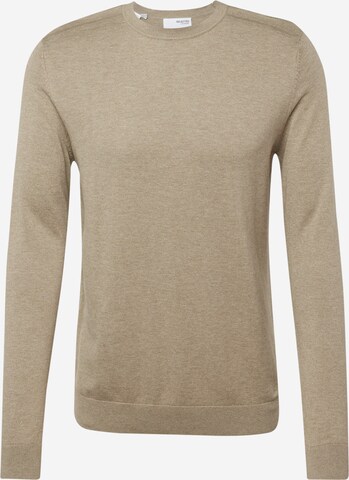 SELECTED HOMME - Regular Fit Pullover 'BERG' em cinzento: frente