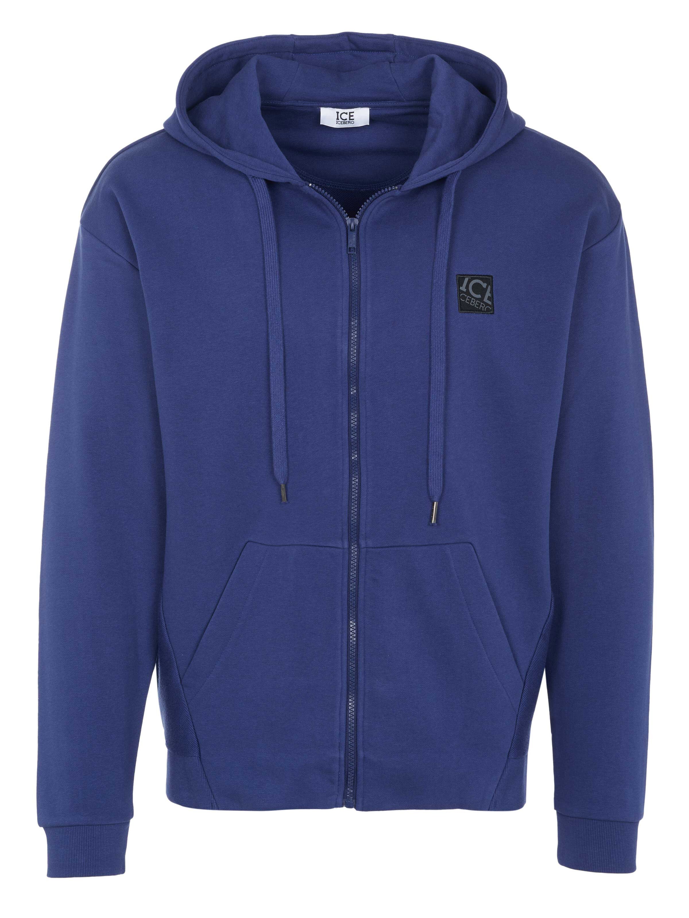 ICEBERG Zip-Up Hoodie in Blue: front