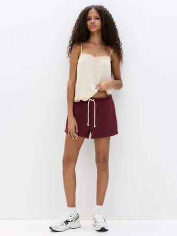 Pull&Bear Loosefit Broek in Rood