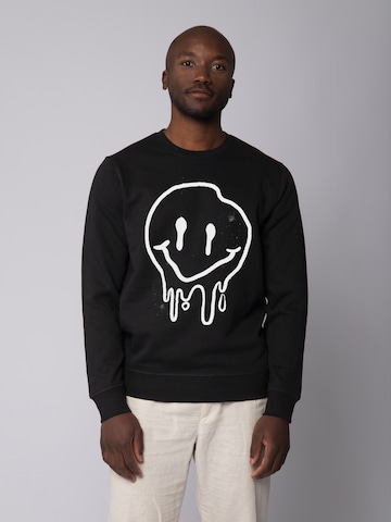 Sweat-shirt ' Smiley ' Watapparel en noir : devant