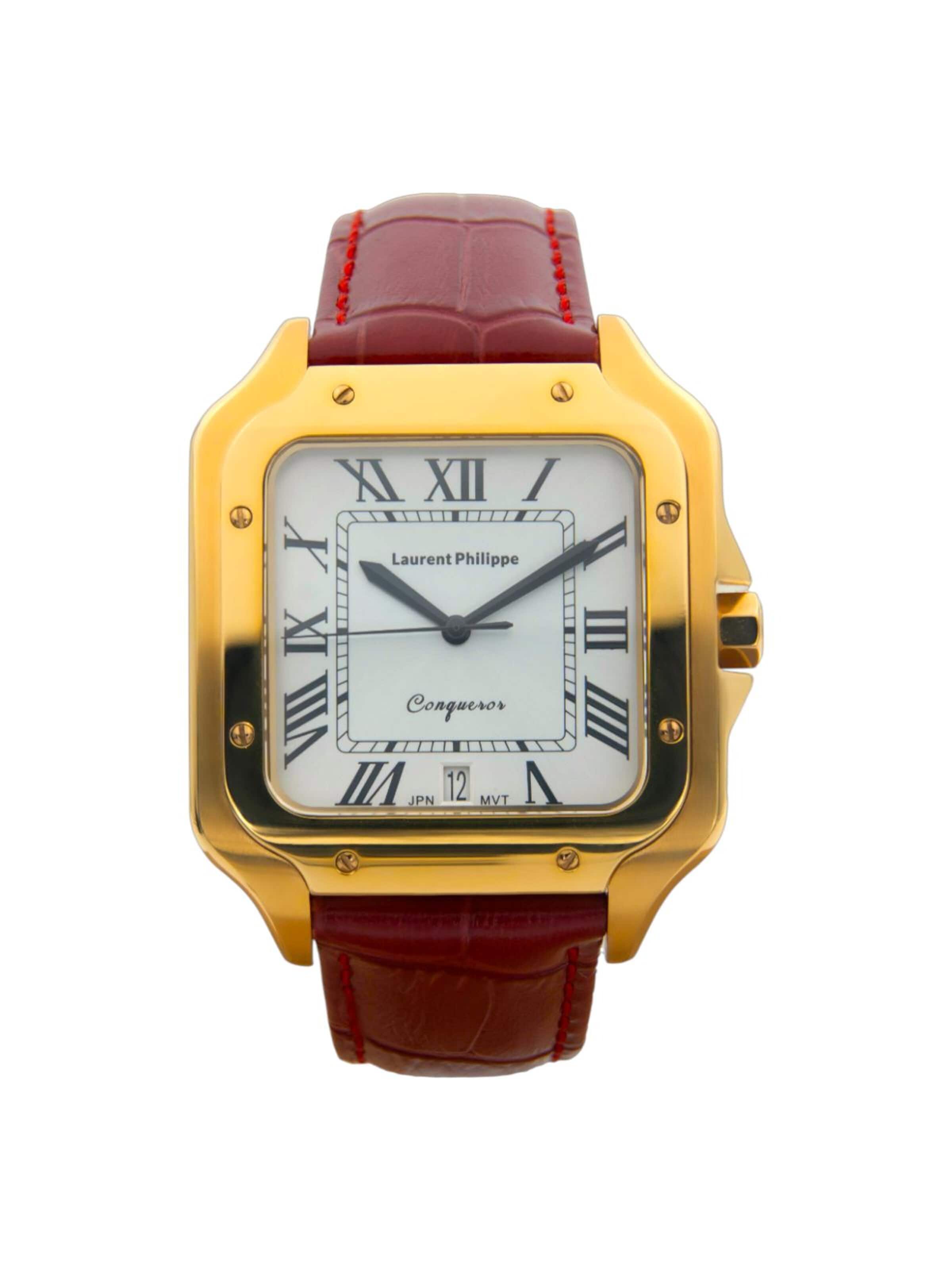 Laurent Philippe - Reloj analógico 'Conqueror The Golden Empress – Rouge Sauvage' en rojo: frente