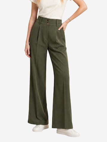 I AM Boot cut Trousers 'Pantaloni Bottoni 13669' in Green