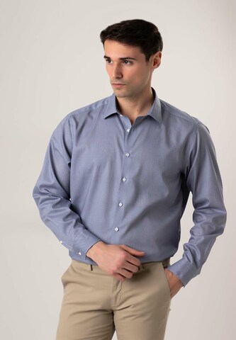 Black Label Shirt Regular Fit Businesshemd 'KENTPRINT' in Blau: predná strana