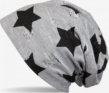 styleBREAKER Mütze 'Beanie mit Sterne & Punkte Muster' in Grau: Vorderseite