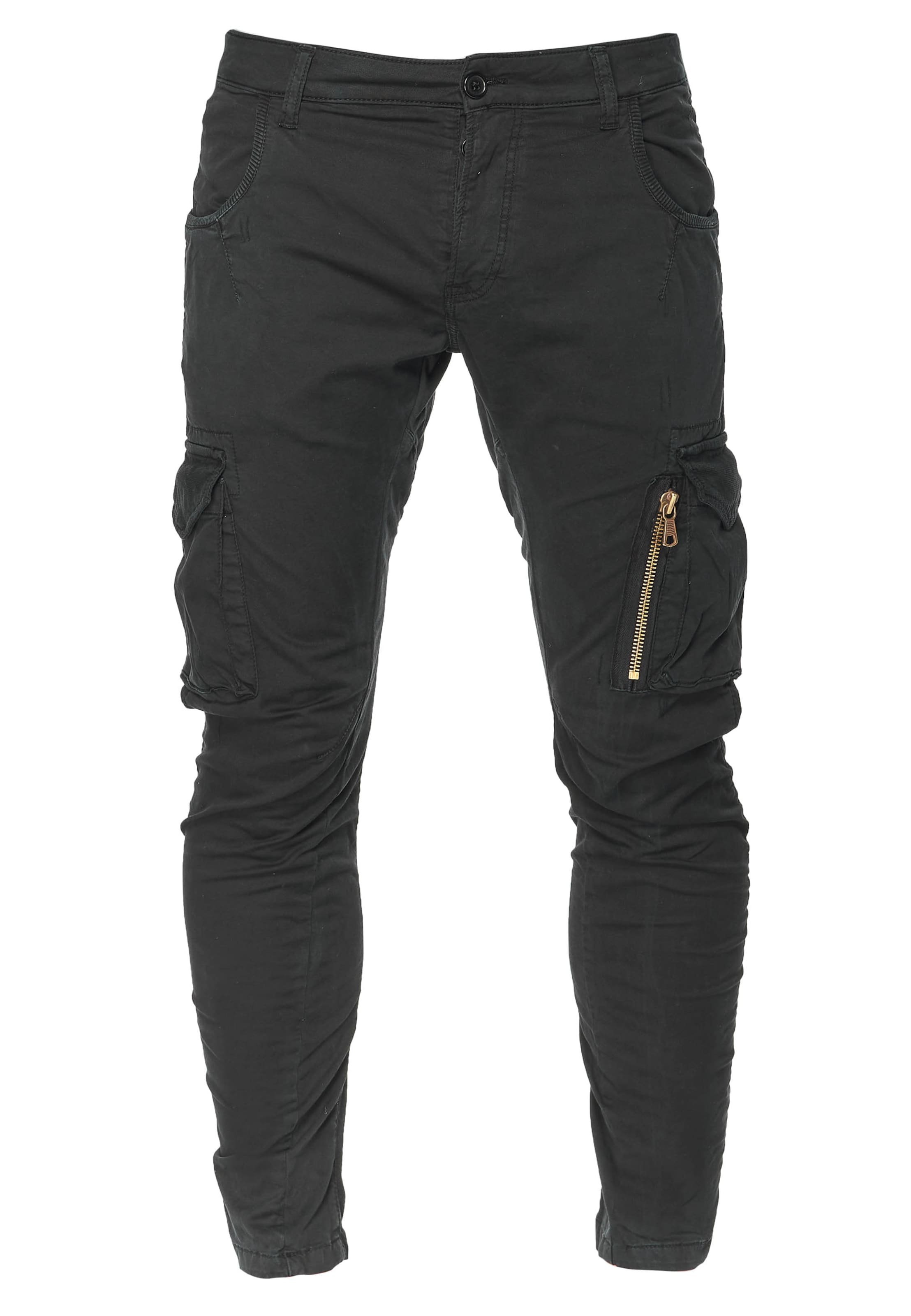 Effilé Pantalon cargo 'Alban' Le Temps Des Cerises en noir : devant