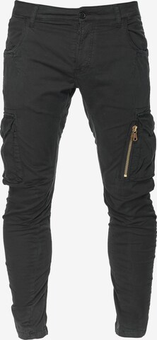Le Temps Des Cerises Tapered Cargo Pants 'ALBAN' in Black: front