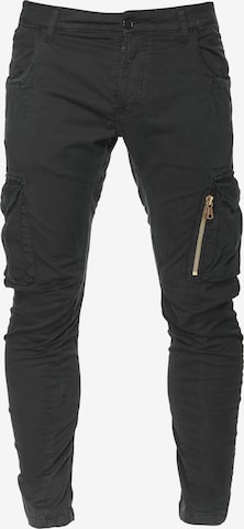 Le Temps Des Cerises Tapered Cargo trousers 'ALBAN' in Black: front