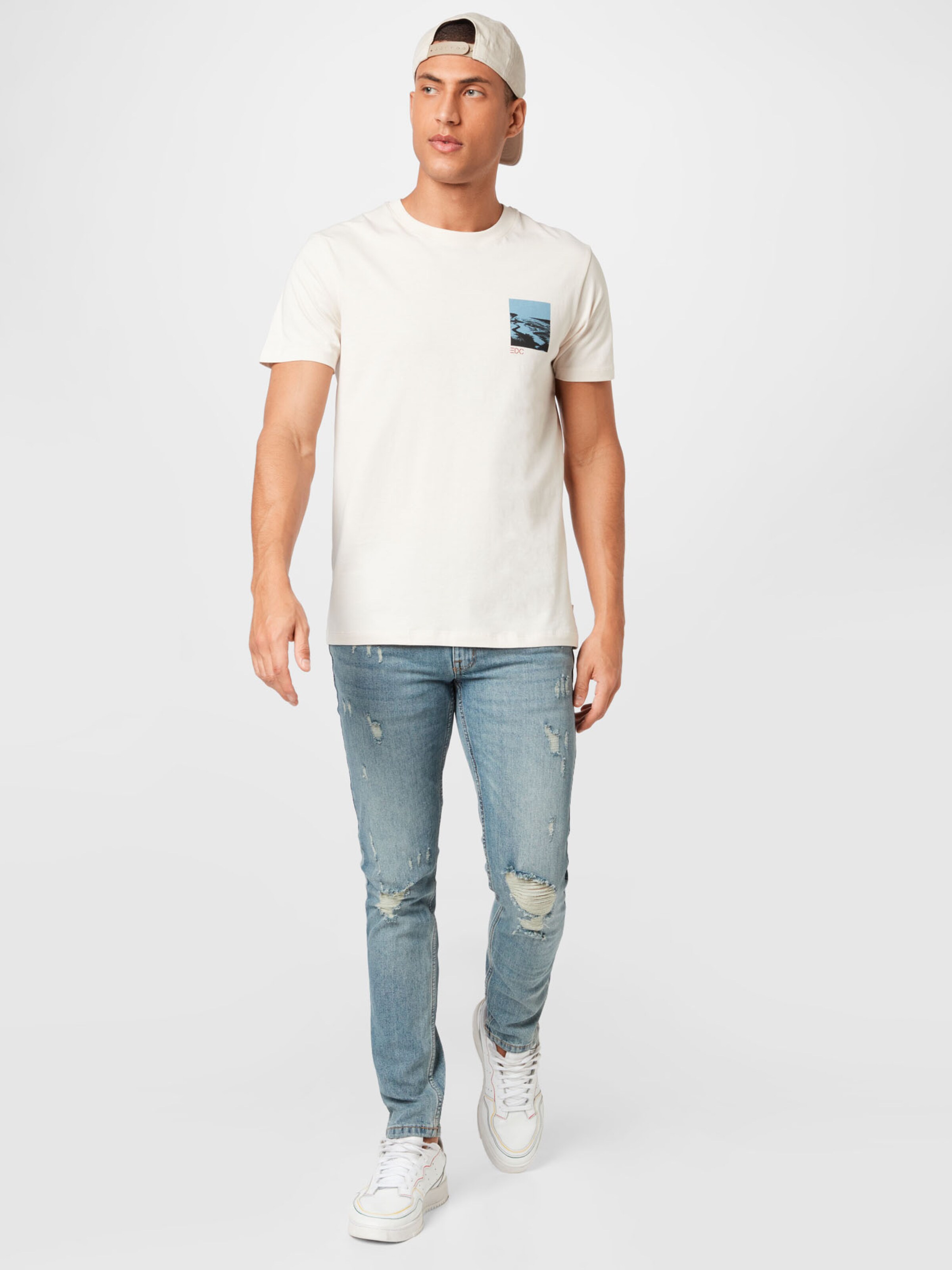 Männer Shirts EDC BY ESPRIT T-Shirt in Creme - TT09637