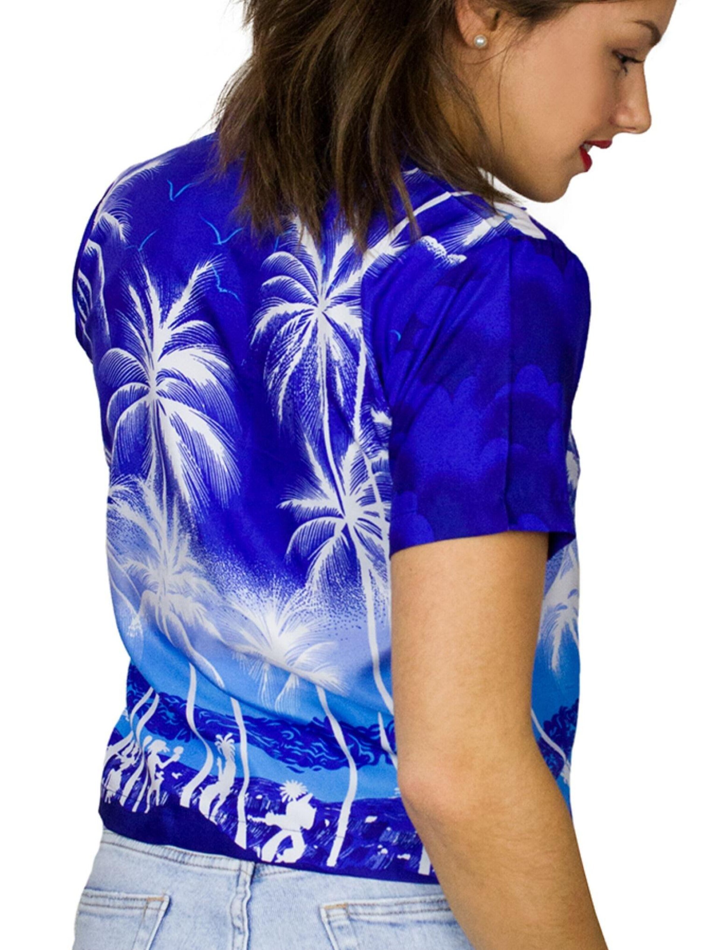 Camicia da donna 'Beach Negative' di King Kameha in blu