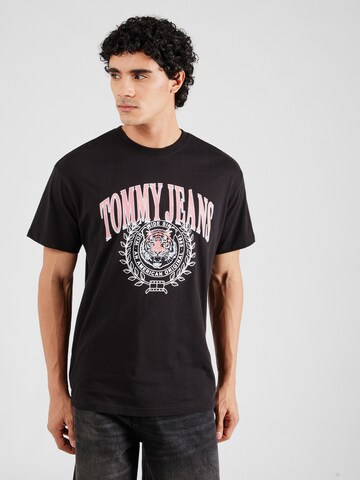 T-Shirt 'VARSITY TIGER' Tommy Jeans en noir : devant