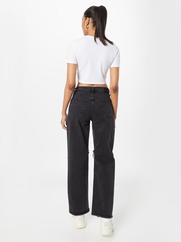 Abercrombie & Fitch Wide Leg Jeans in Schwarz