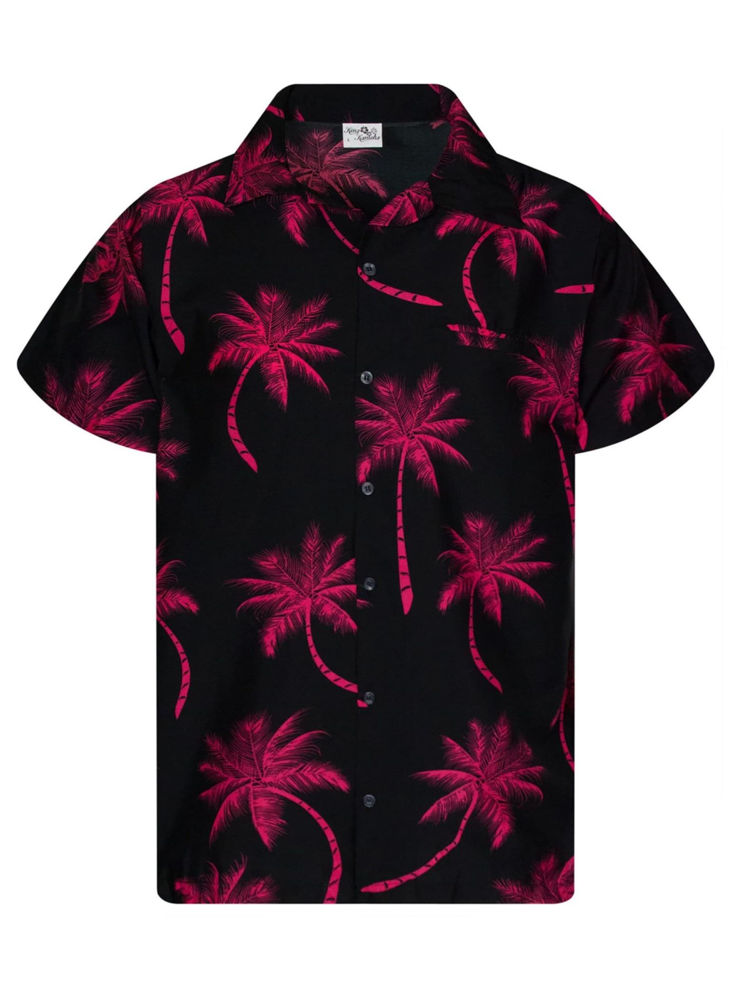 King Kameha Shirt 'Palmshadow' in Rood: voorkant