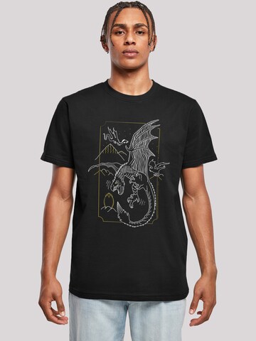 T-Shirt 'Harry Potter Dragon Line Art' F4NT4STIC en noir : devant