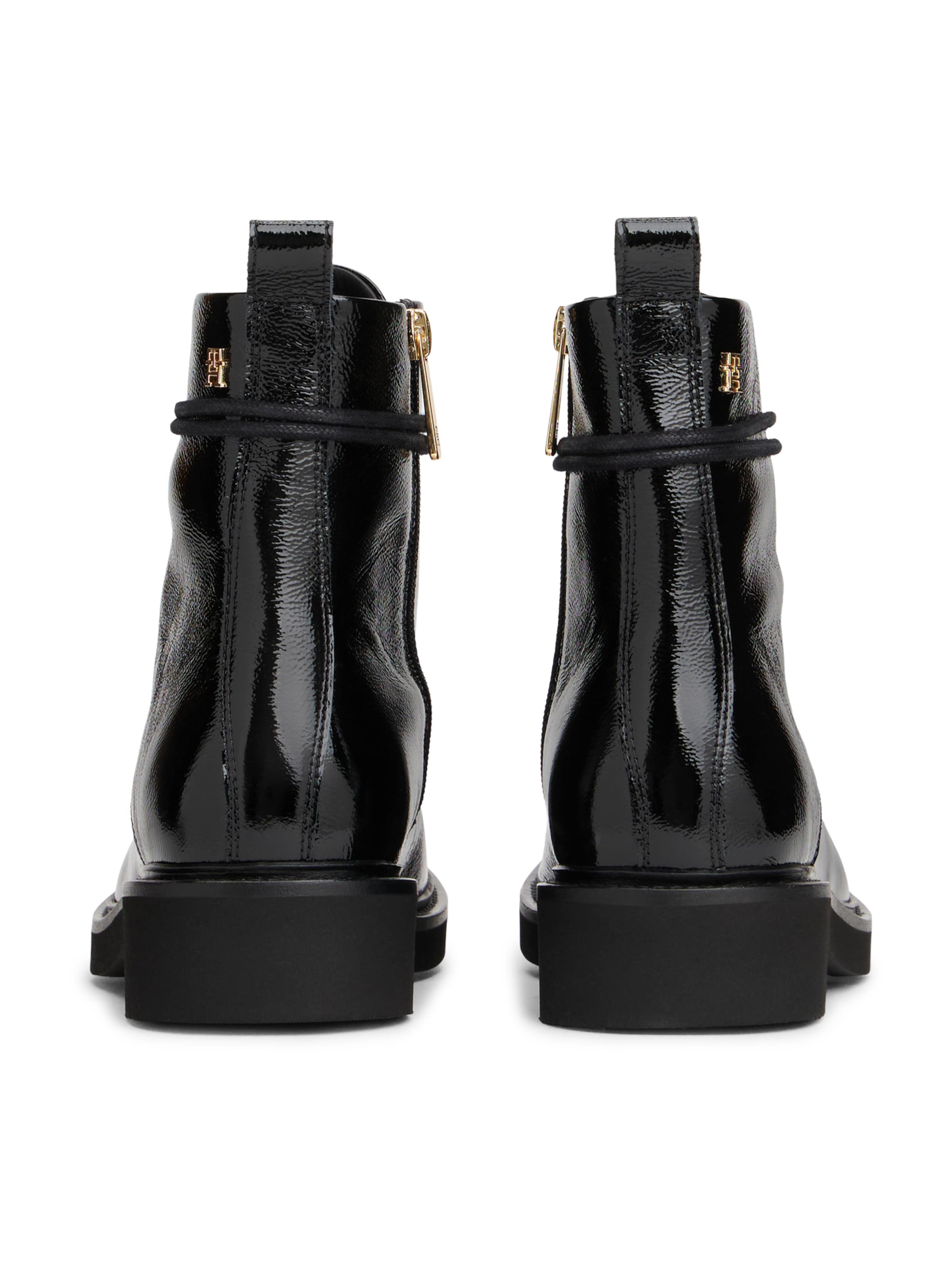 TOMMY HILFIGER Fűzős rövid szárú csizmák - fekete