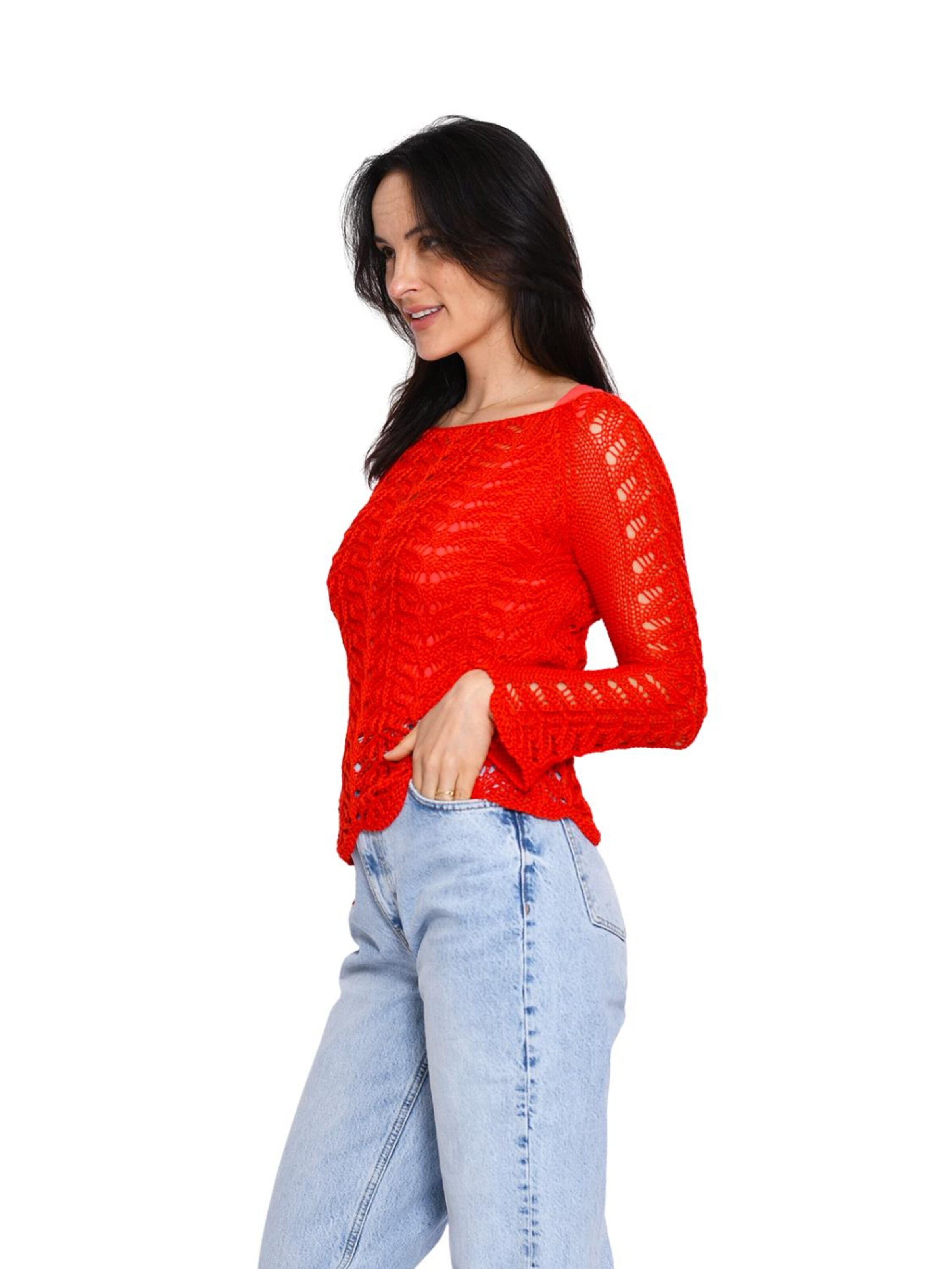 Süel knitwear - Top de punto 'Twin Lace' en rojo