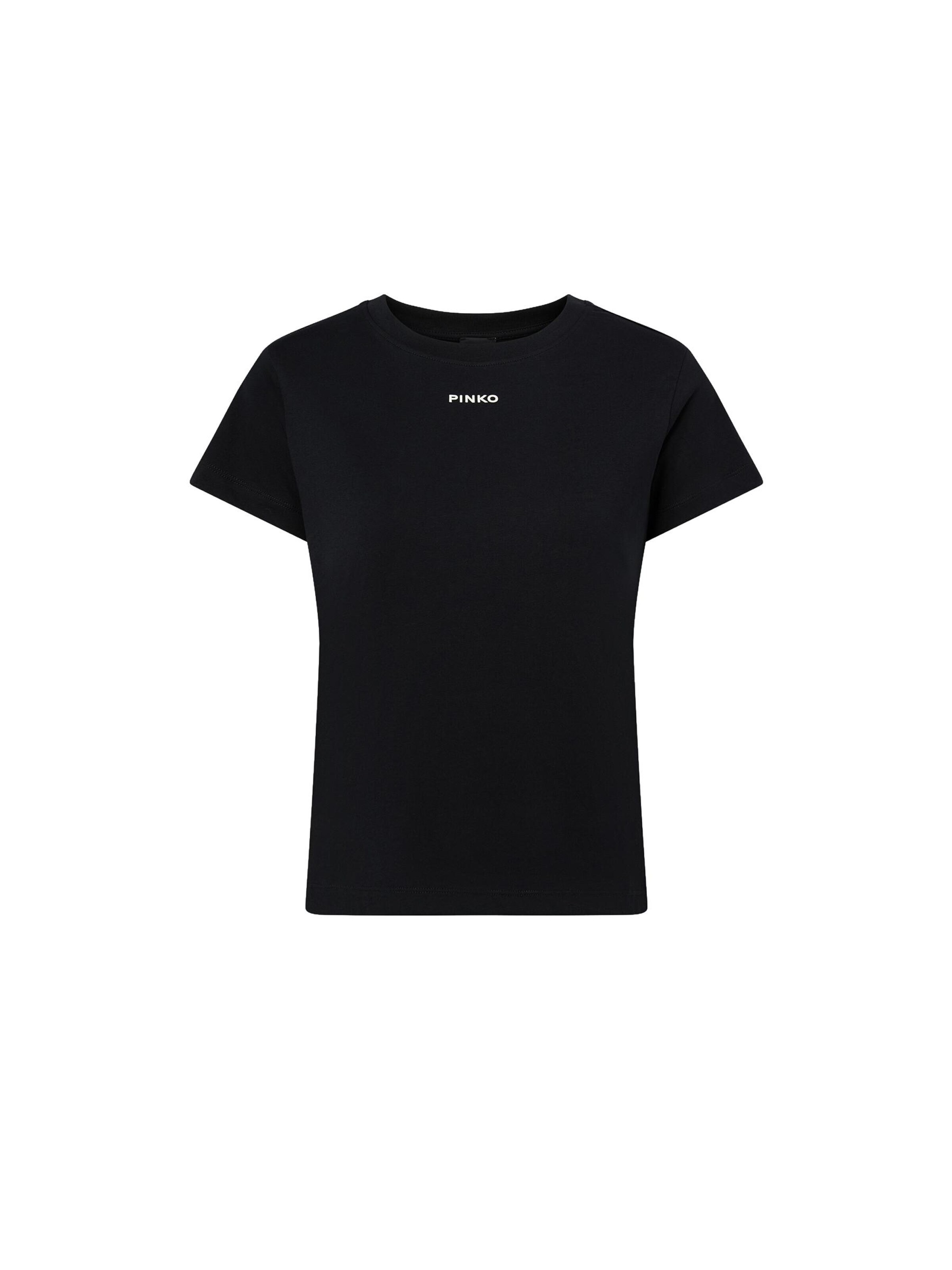 PINKO Tričko 'PINKO BASICO T-SHIRT JERSEY LOGO PINKO GOMMATO T-SHIRT' – černá: přední strana