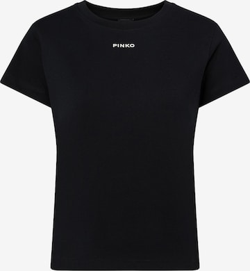 PINKO Tričko 'PINKO BASICO T-SHIRT JERSEY LOGO PINKO GOMMATO T-SHIRT' – černá: přední strana