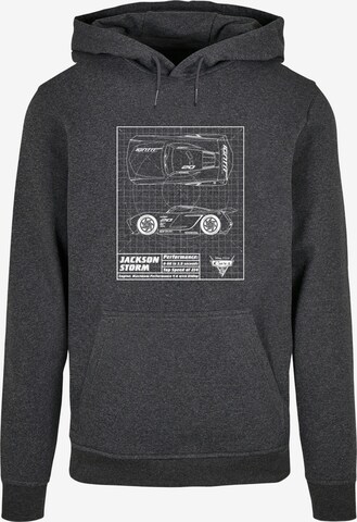 ABSOLUTE CULT Sweatshirt 'Cars - Jackson Storm Blueprint' in Grau: predná strana