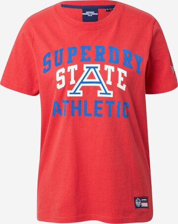 T-shirt 'Collegiate Athletic Union' Superdry en rouge : devant