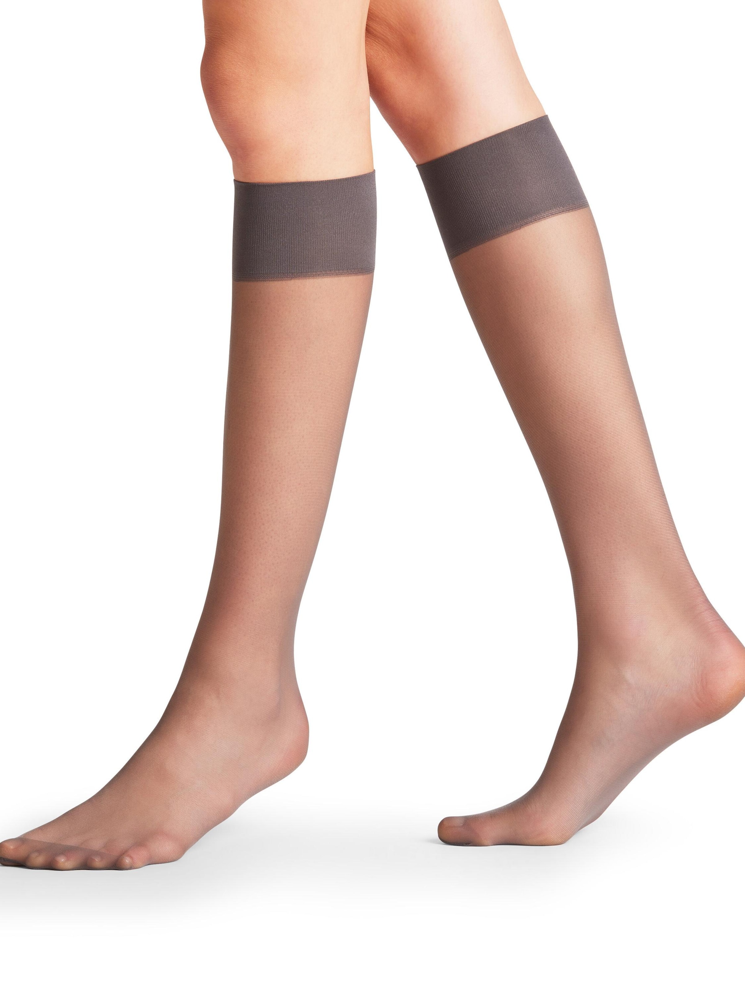 FALKE Knee High Socks 'Pure Matt' in Grey: front