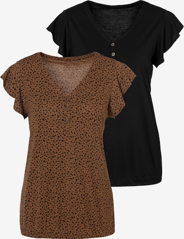 LASCANA Shirt in Brown: front