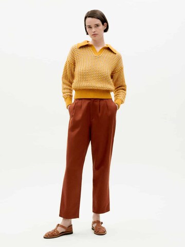 Thinking MU Loose fit Pleat-Front Pants ' Hemp Rina' in Brown