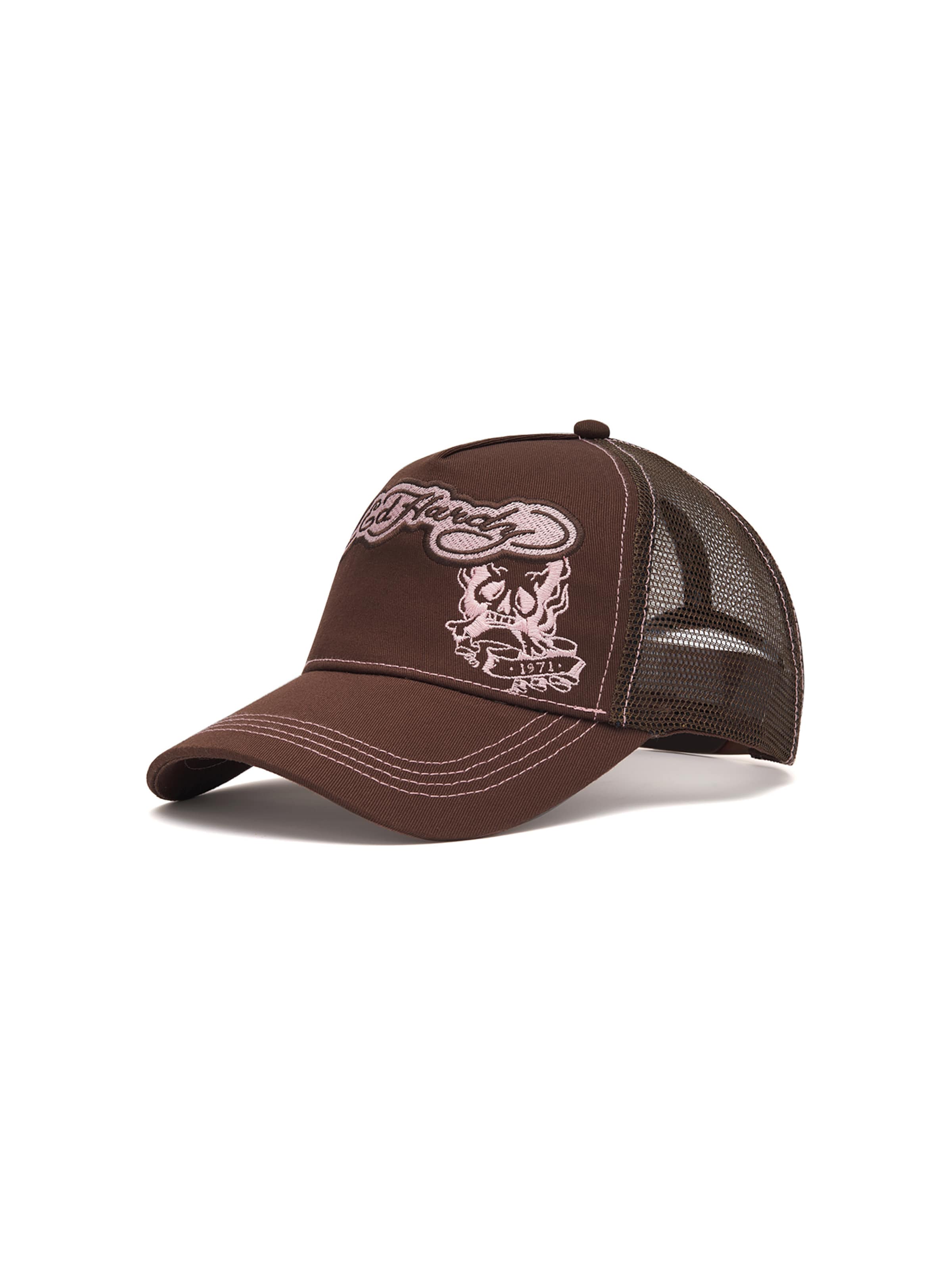 Cappello da baseball di Ed Hardy in marrone: frontale