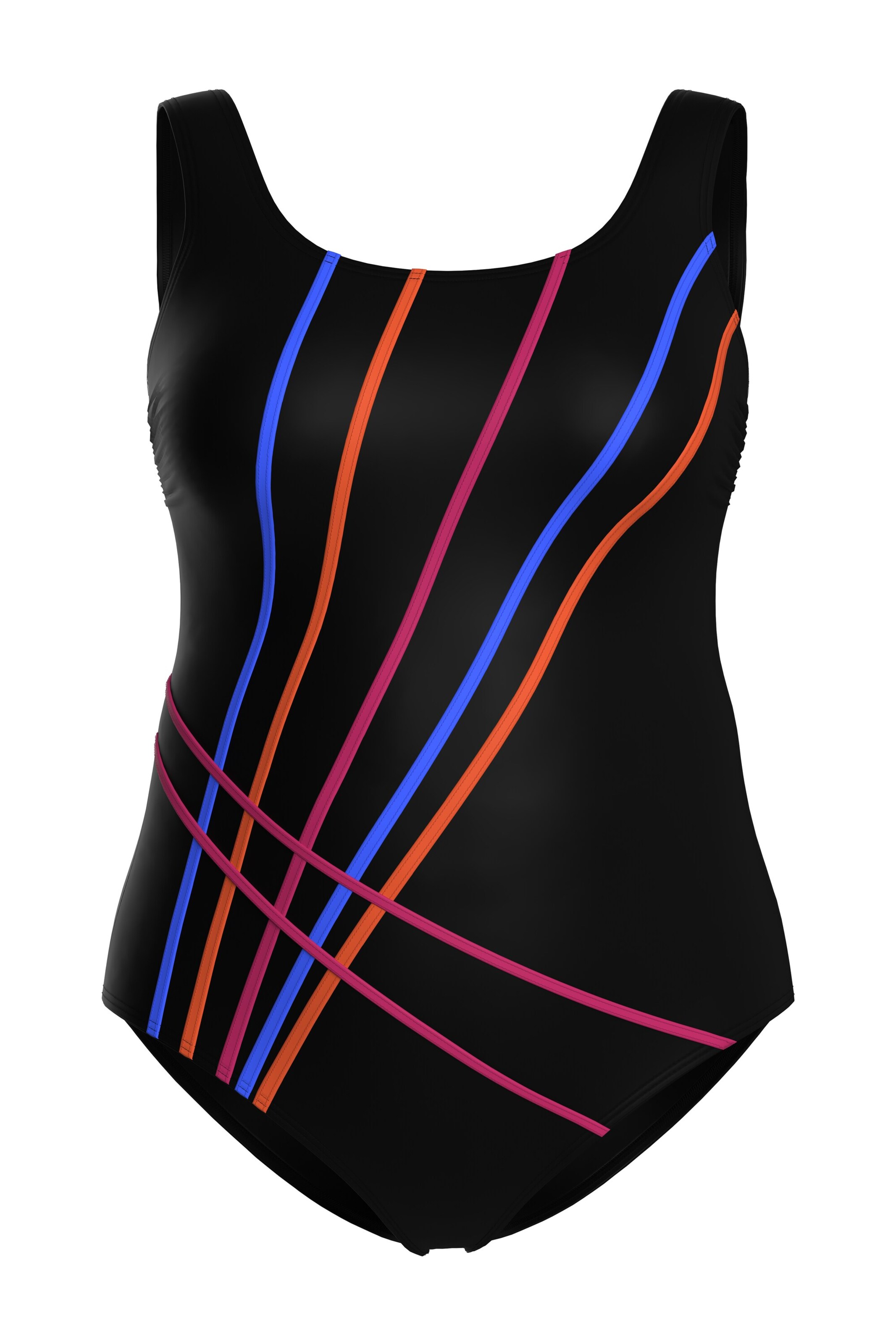 Ulla Popken T-shirt Badpak in Zwart: voorkant