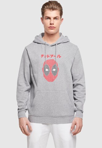 ABSOLUTE CULT Sweatshirt 'Deadpool - Japanese Seigaiha Head' in Grey: front