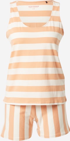 SCHIESSER Pizsama 'Just Stripes' - narancs: elől