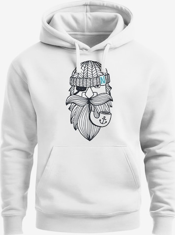 Neverless Sweatshirt 'Sailor Captain mit Pfeife' in Weiß: Vorderseite