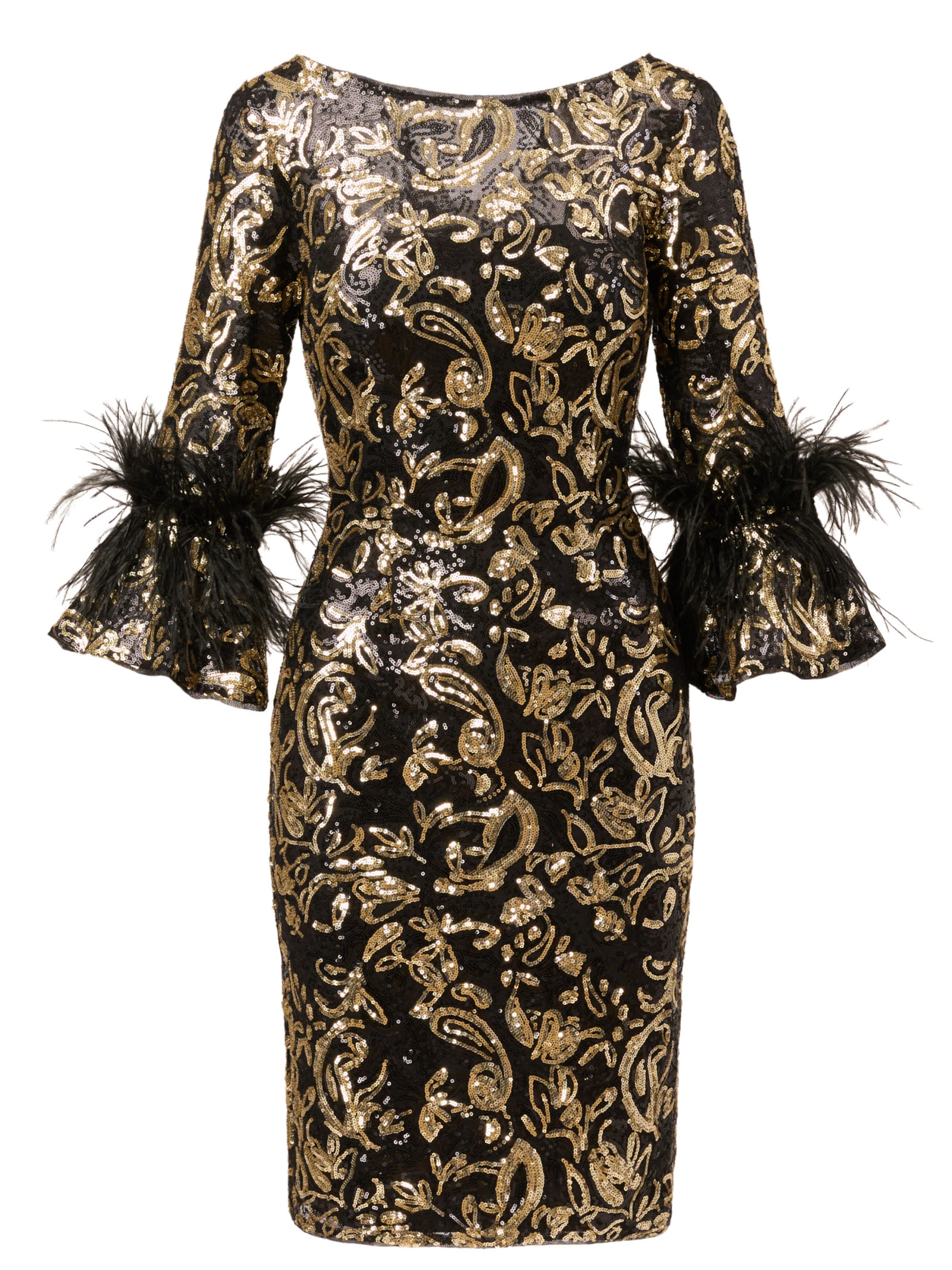 Adrianna Papell Cocktail dress 'Sequin Embroidered Midi Dress' in Black: front