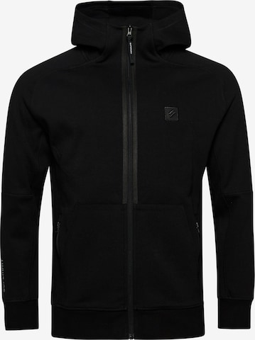 Superdry Zip-Up Hoodie in Black: front