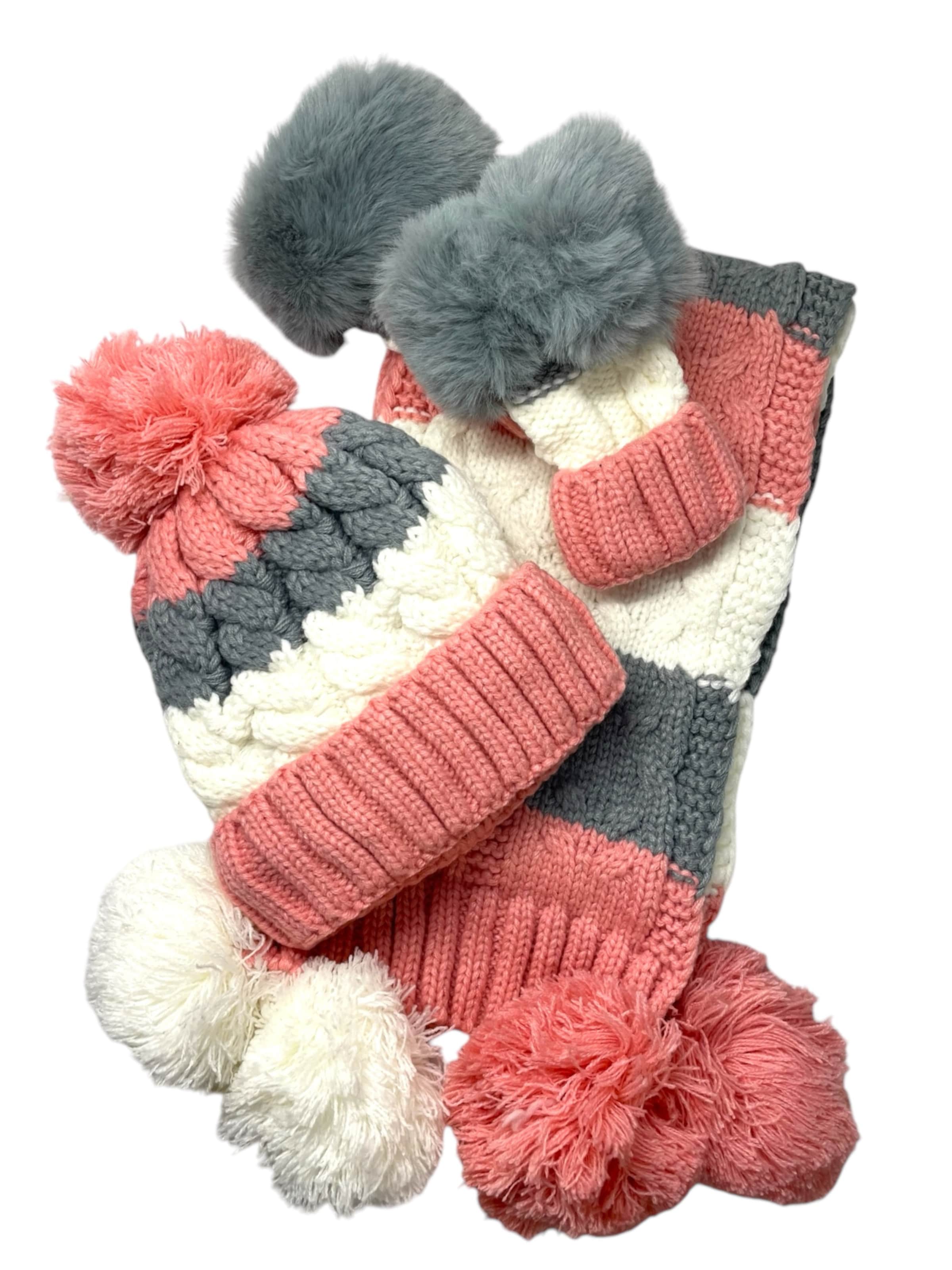 Kumixi Beanie 'Set: Mütze & Loop Schal & Handschuhe' in Orange: front