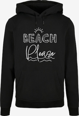 Merchcode Sweatshirt 'Beach Please' in Zwart: voorkant