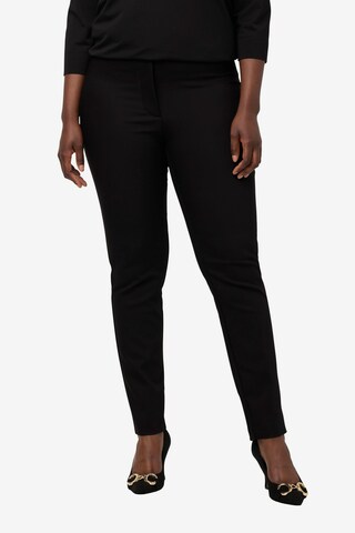 Ulla Popken Slim fit Pleated Pants in Black: front