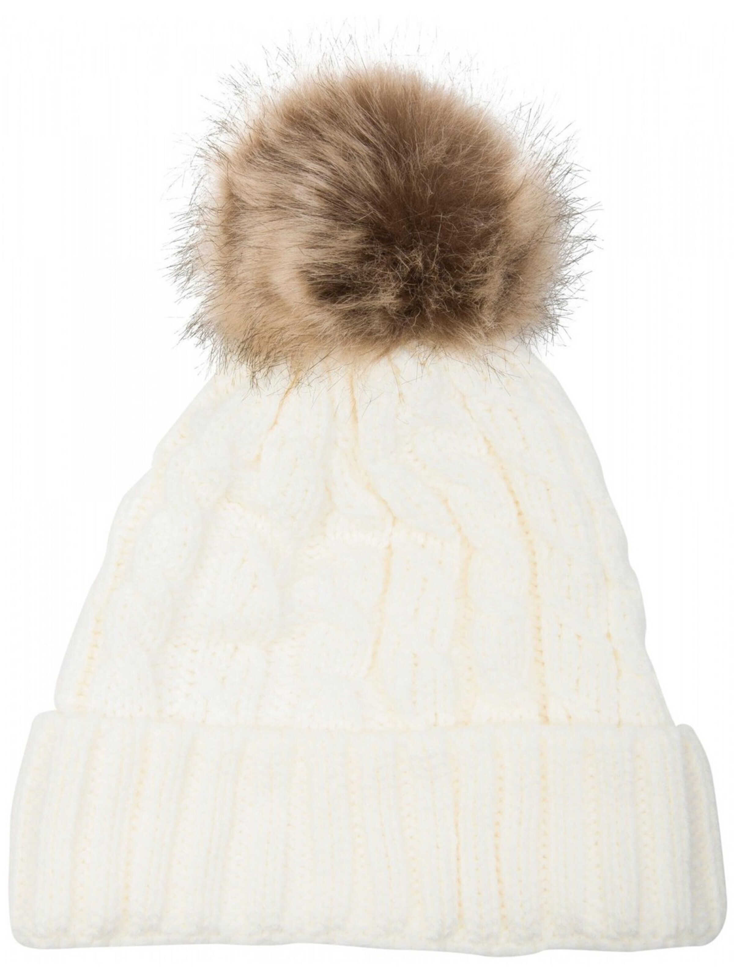 styleBREAKER Mütze 'Strick Bommelmütze mit Zopfmuster'‌‌‌‌‌‌‌‌ in Beige