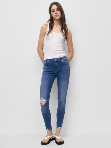 Pull&Bear Skinny Kavbojke | modra barva