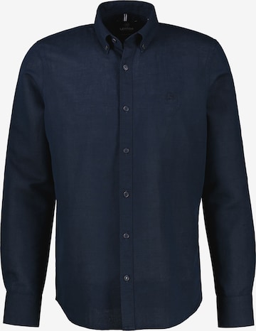 LERROS Herrenhemd aus Baumwoll-Leinen-Mix in Blau: Vorderseite