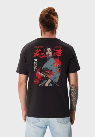 Oldskull T-Shirt 'Asian Blossom Warrior Graphic' in Schwarz